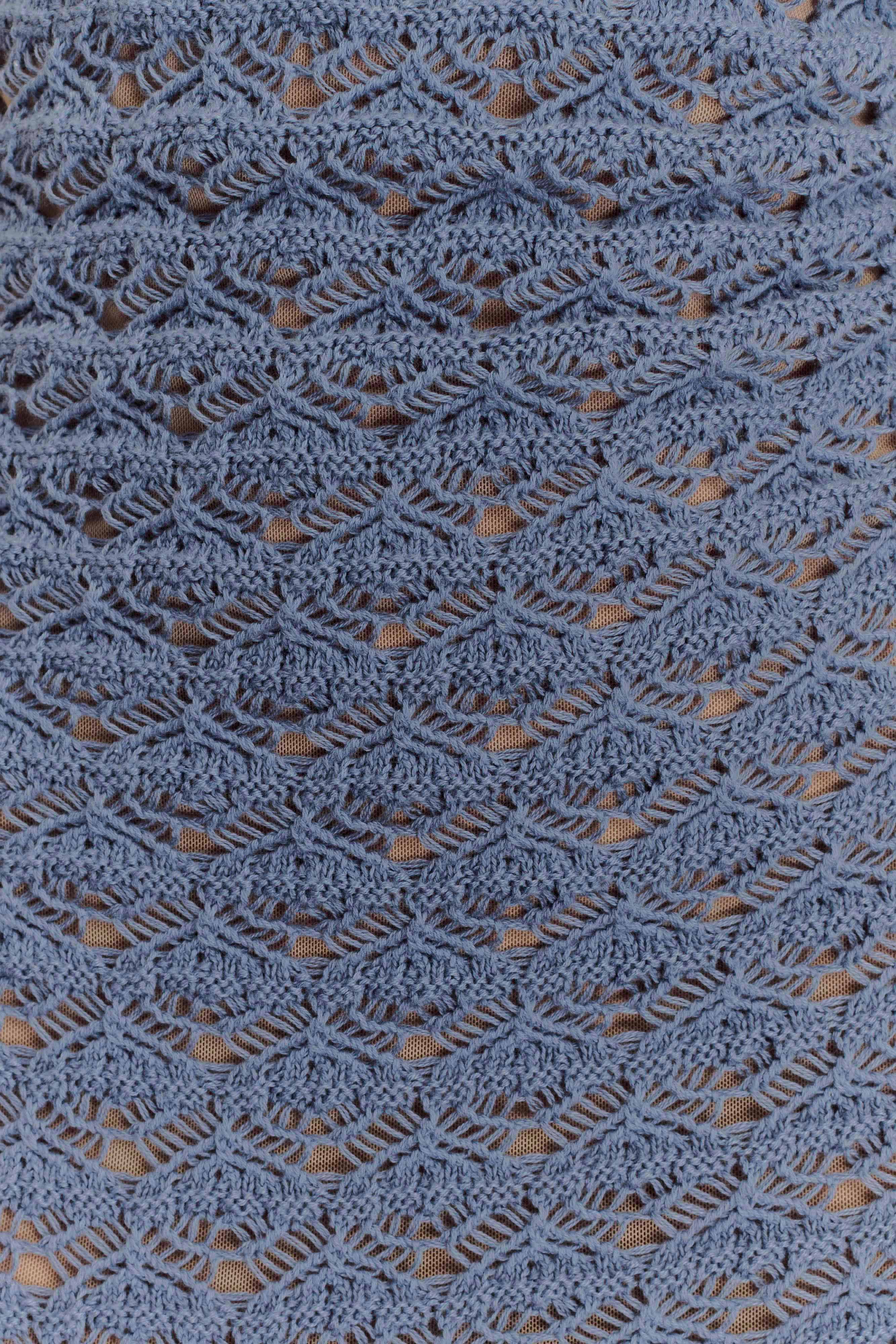 Aileen Ruffle Crochet Mini Dress - Steel Blue - Image 6