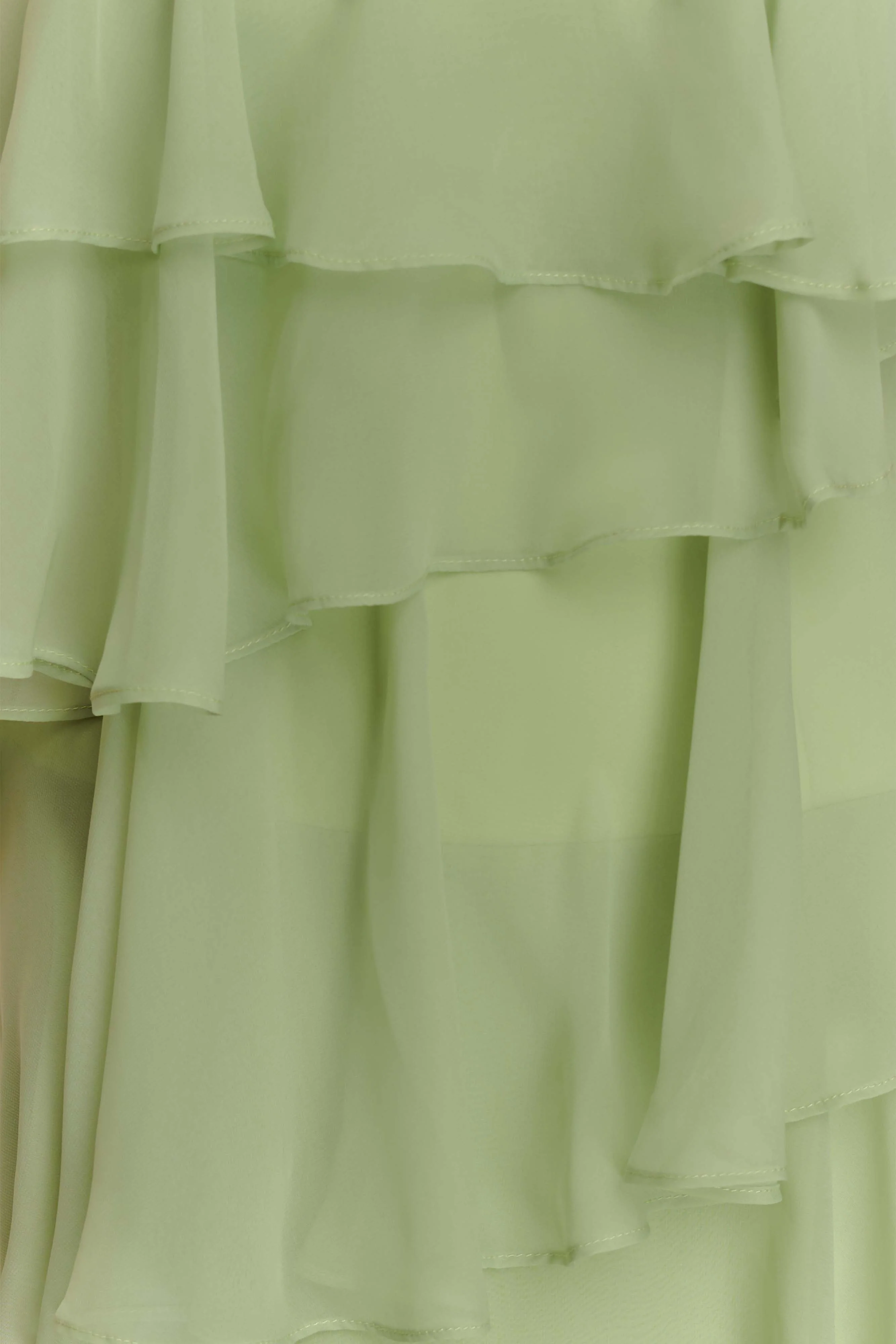 Alexa Ruffle Chiffon Maxi Dress - Pastel Lime - Image 6