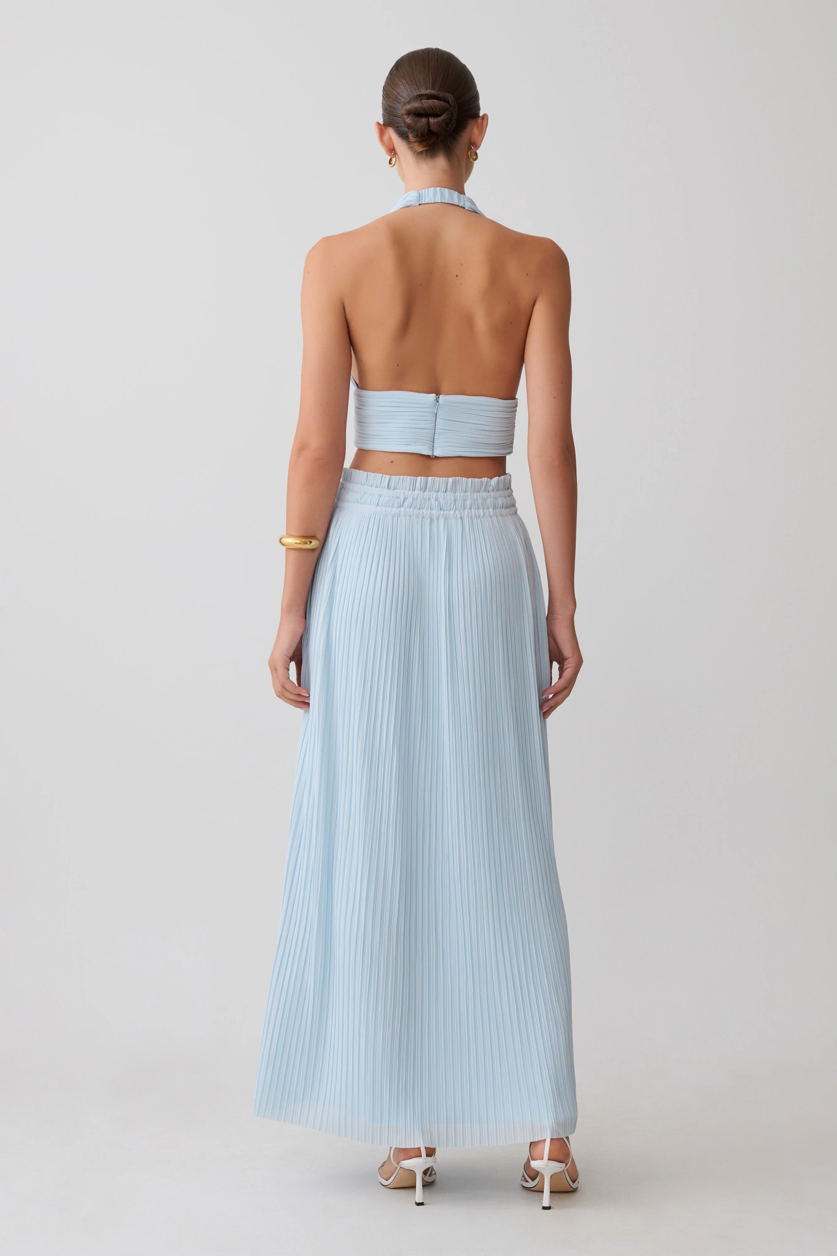 Amaris Sleeveless Plisse Halter Top - Pale Blue - Image 6