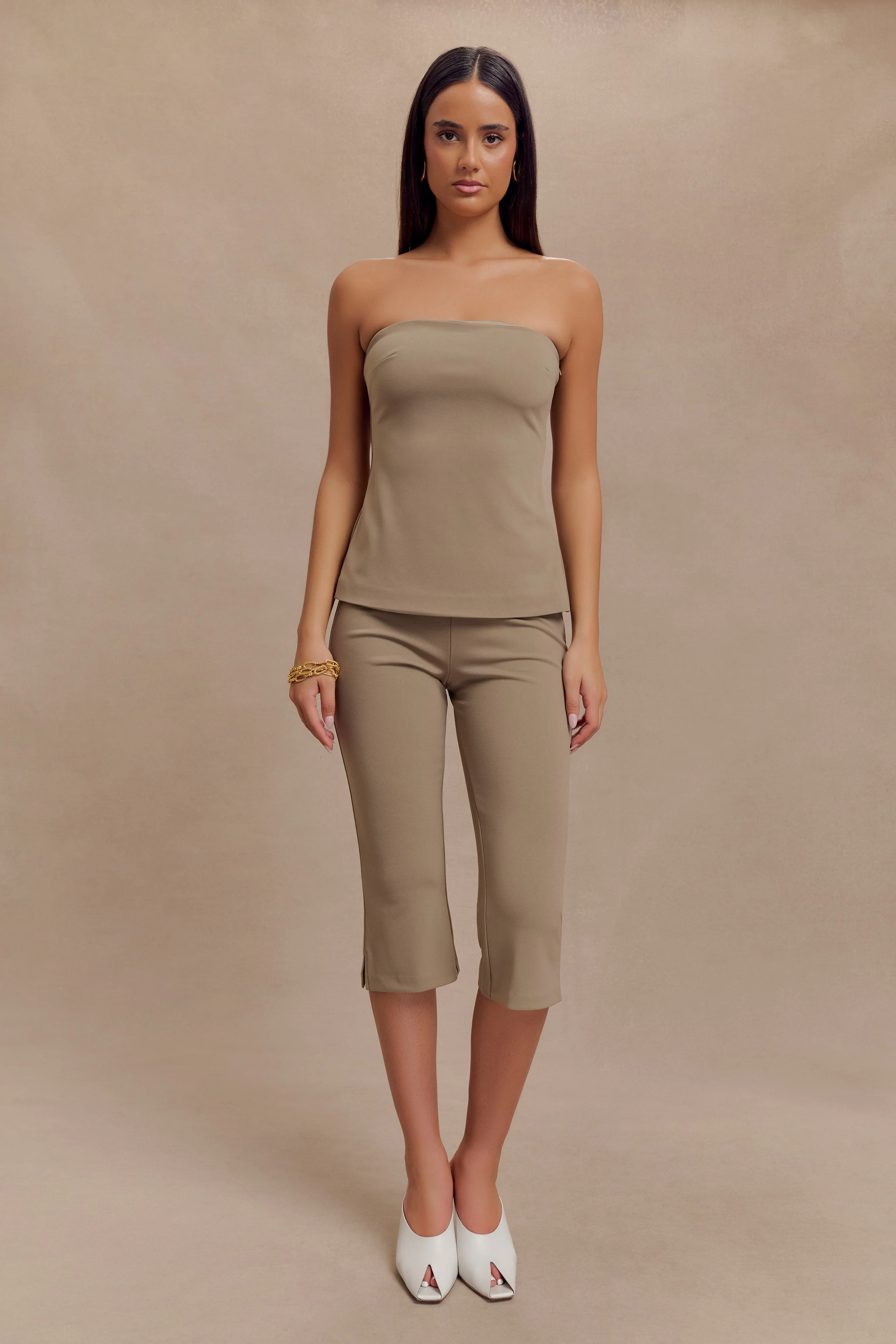 Antonia Strapless Cut Out Top - Mushroom - Image 4