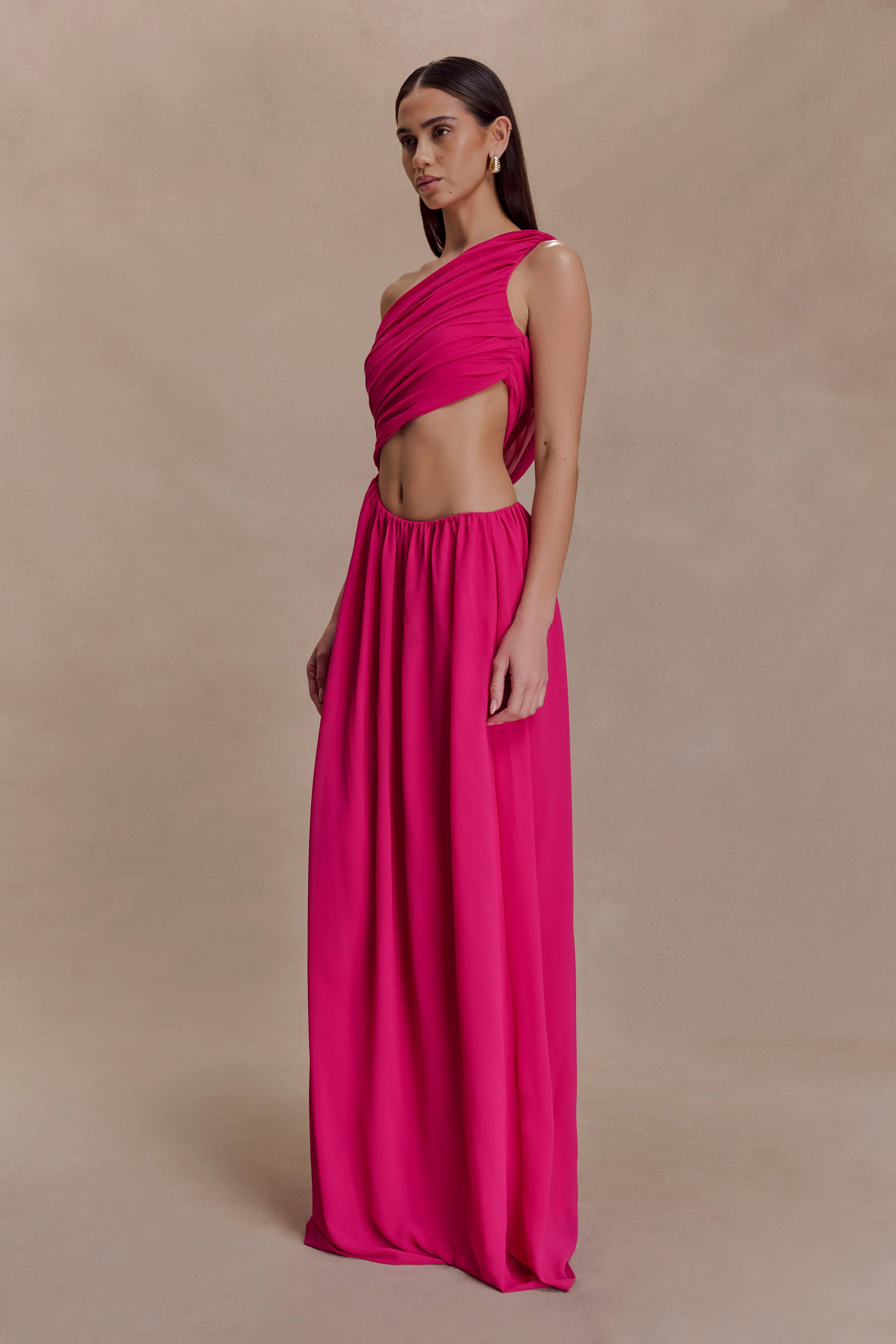 Aria Chiffon Cut Out Maxi Dress - Fuchsia - Image 7