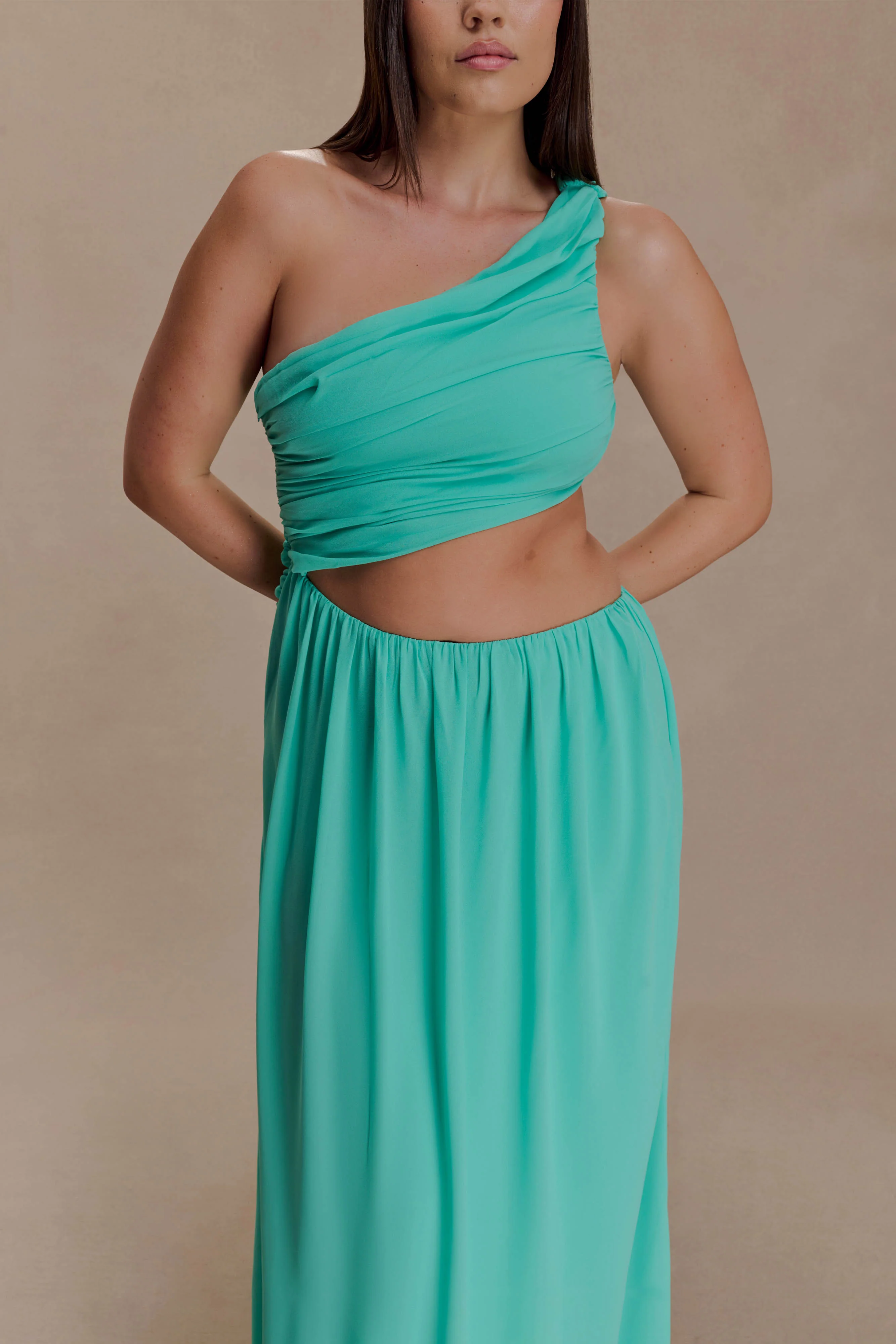 Aria Chiffon Cut Out Maxi Dress - Lagoon - Image 9