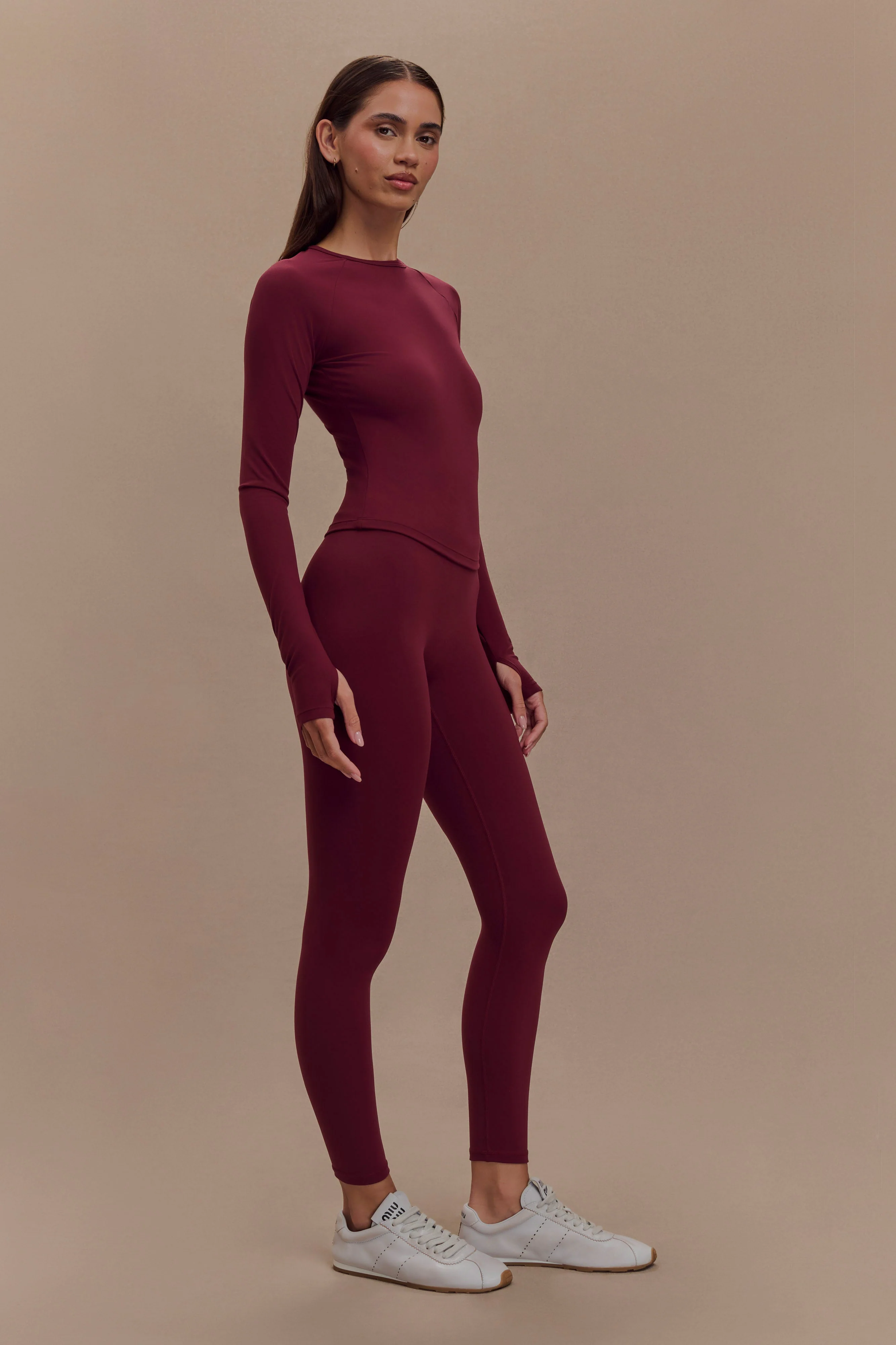 Callie Active Leggings - Burgundy - Image 4