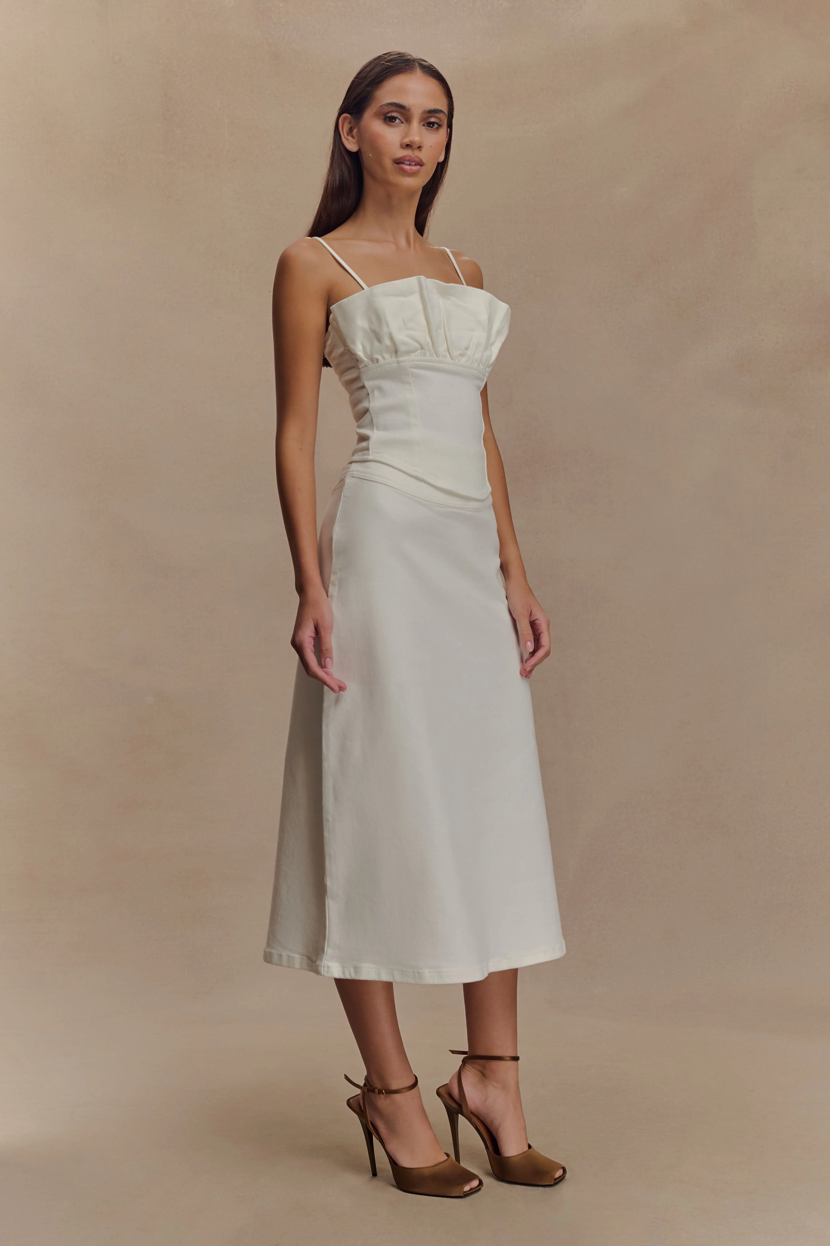 Cecilia Denim A-Line Midi Skirt - White - Image 5