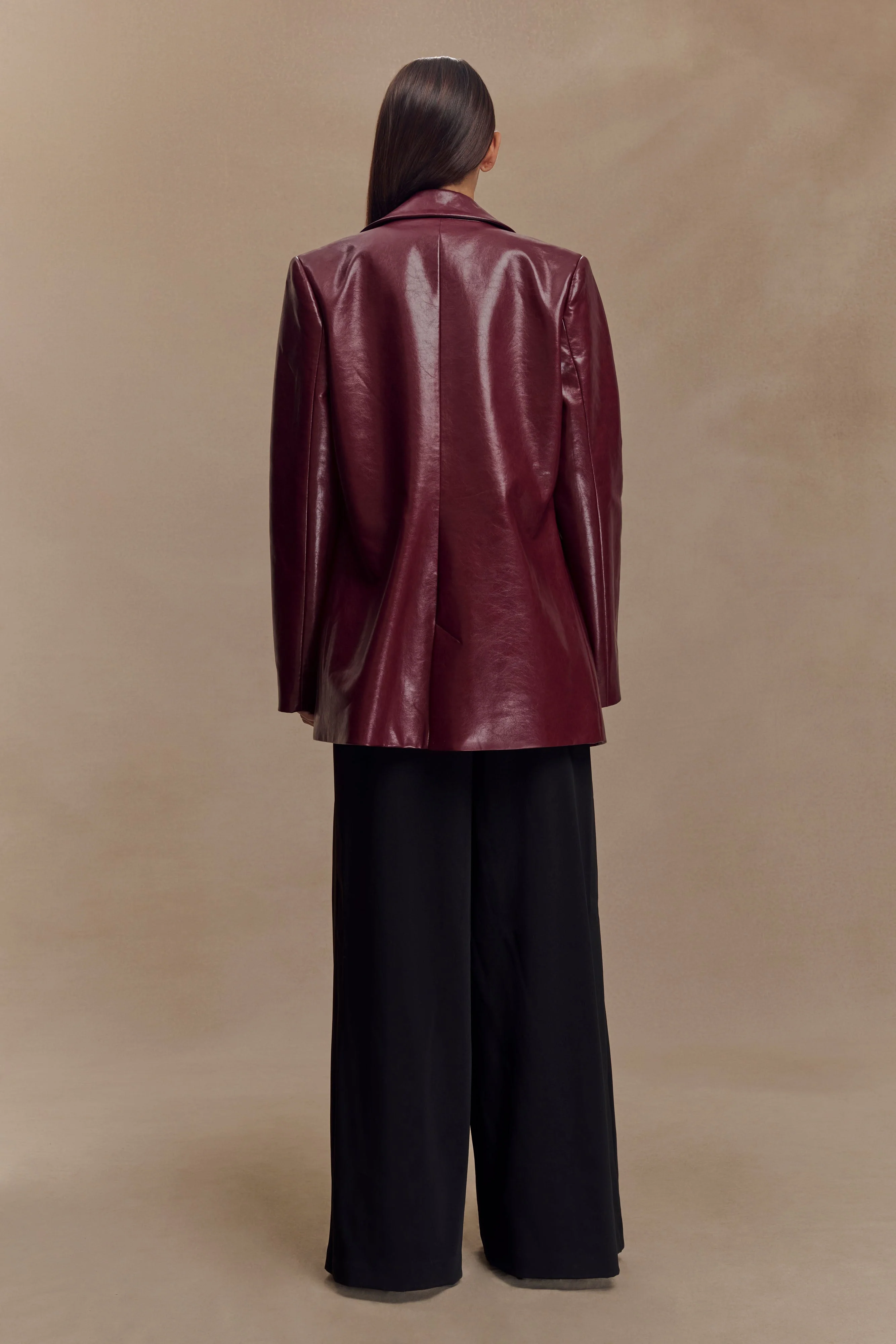 Deborah Faux Leather Coat - Cherry Red - Image 2
