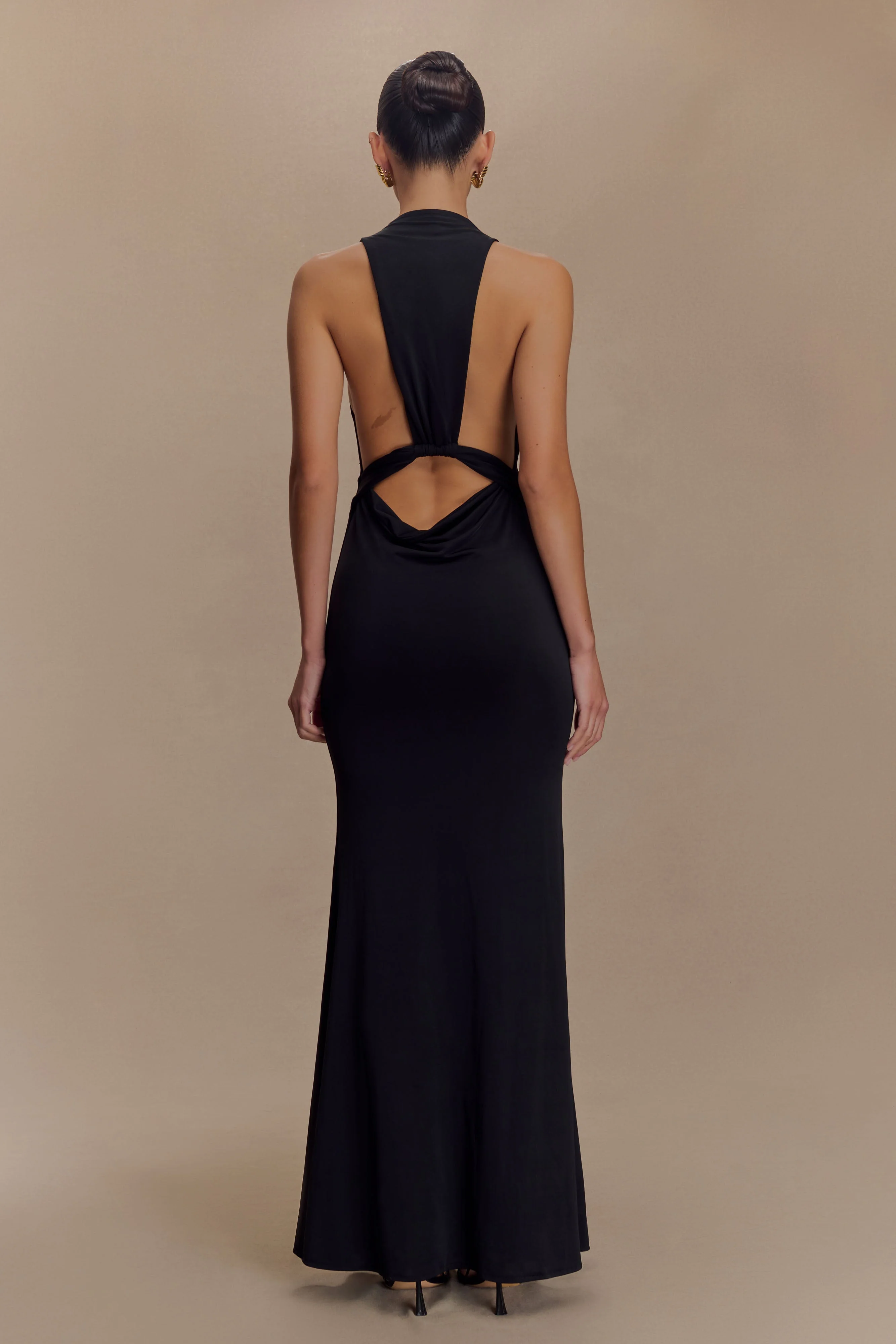 Elke Slinky V Neck Maxi Dress - Black - Image 3