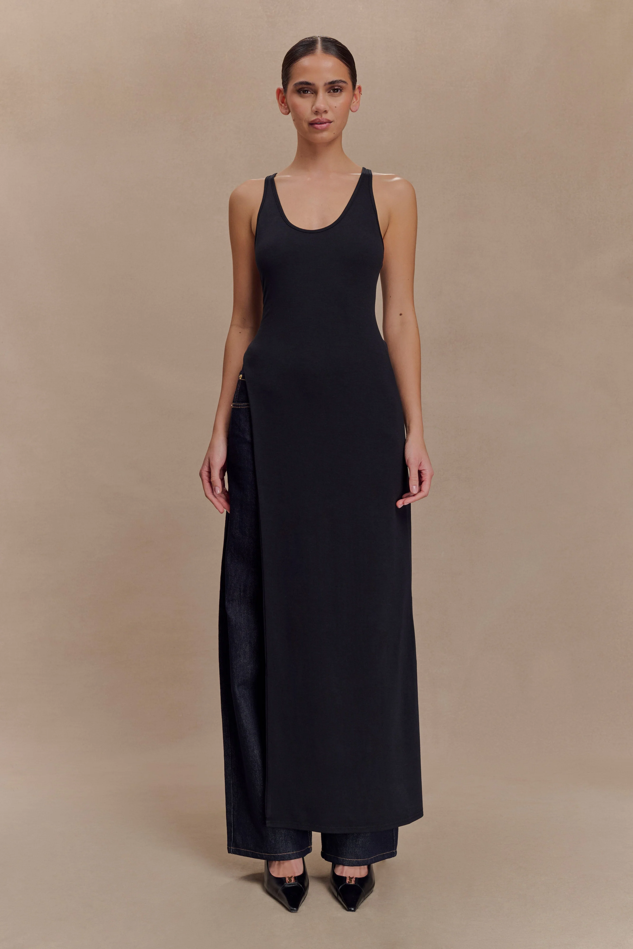 Ellerie Longline Racerback Top - Black - Image 6