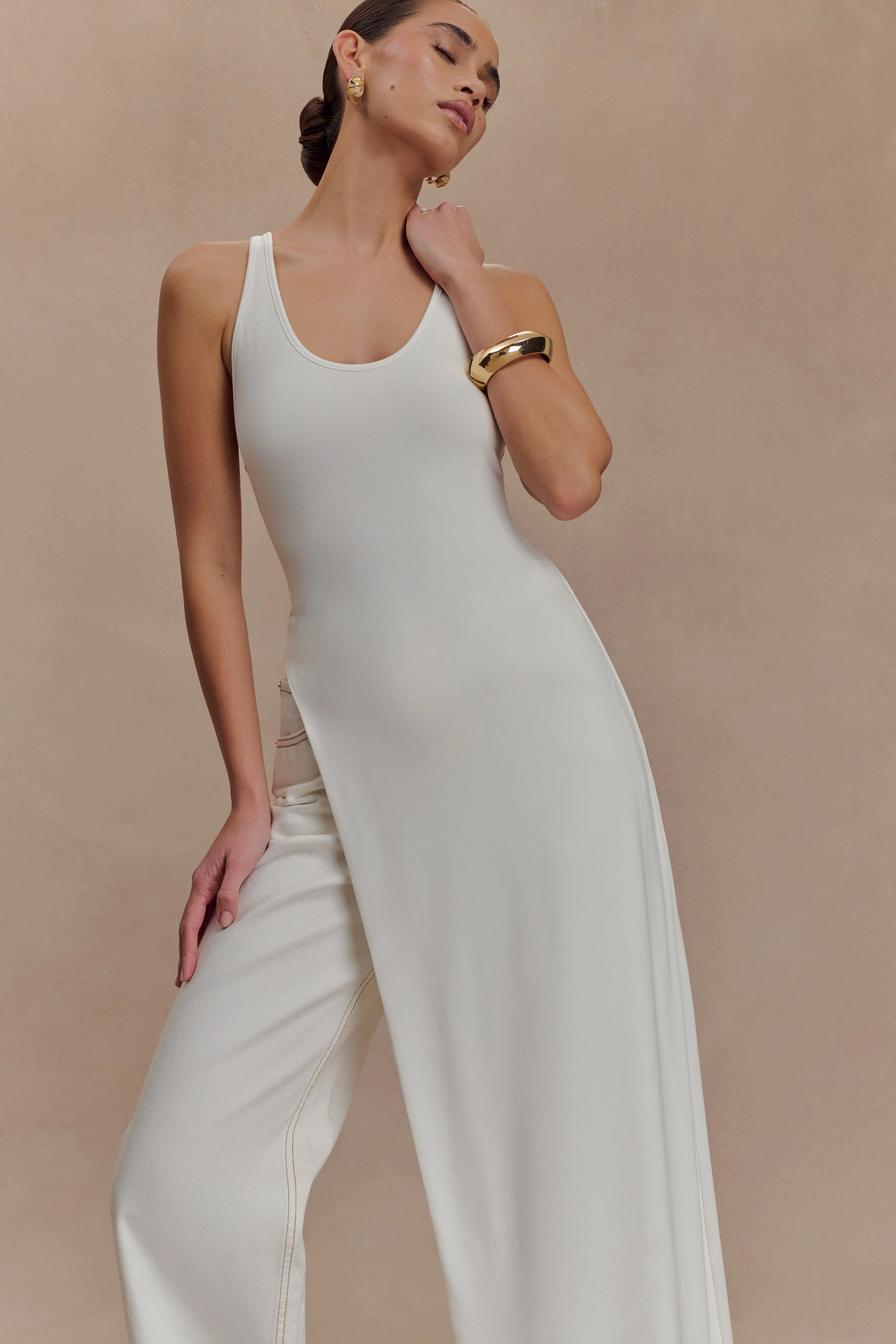 Ellerie Longline Racerback Top - White - Image 4