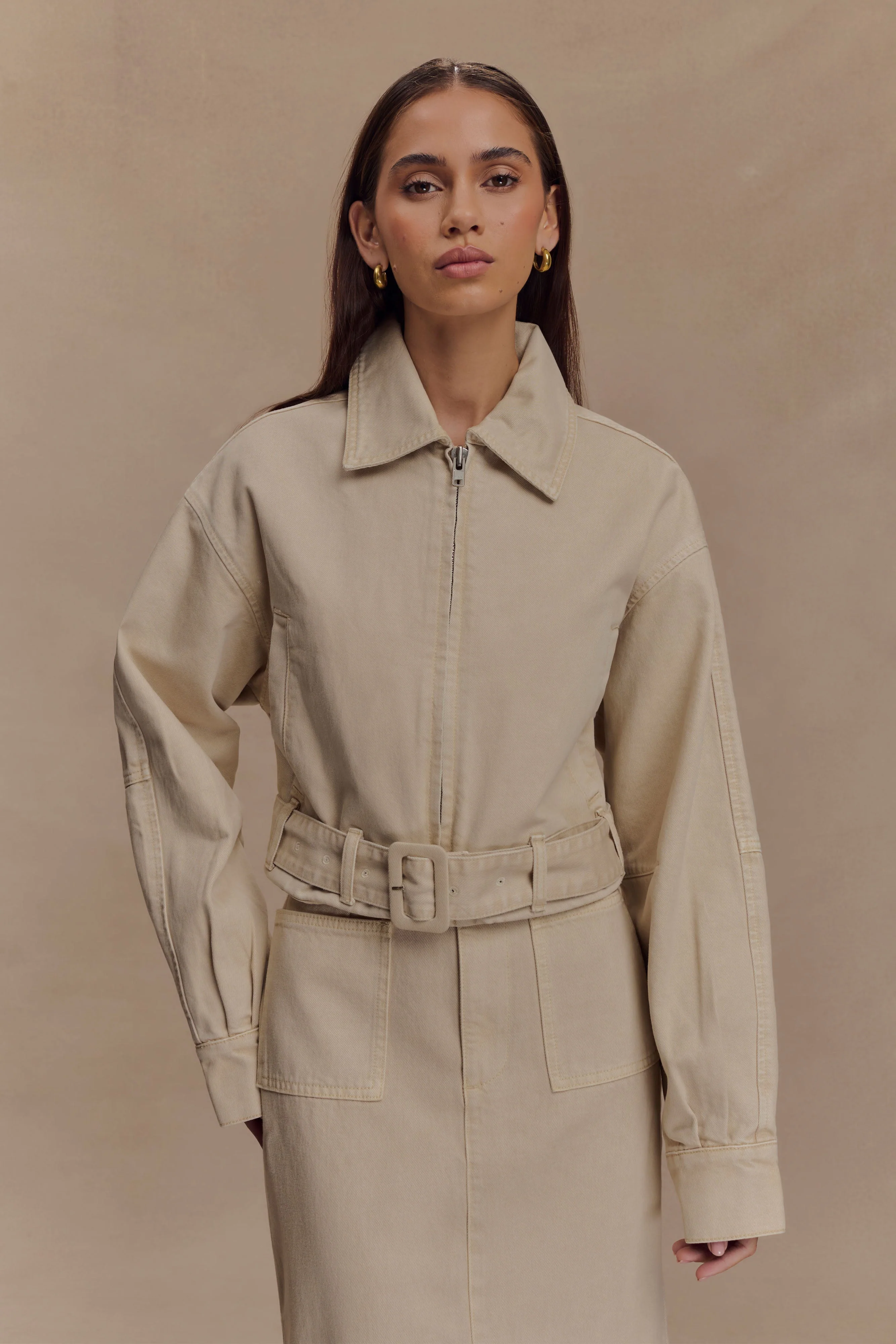 Fallon Cropped Denim Jacket - Stone Wash - Image 2