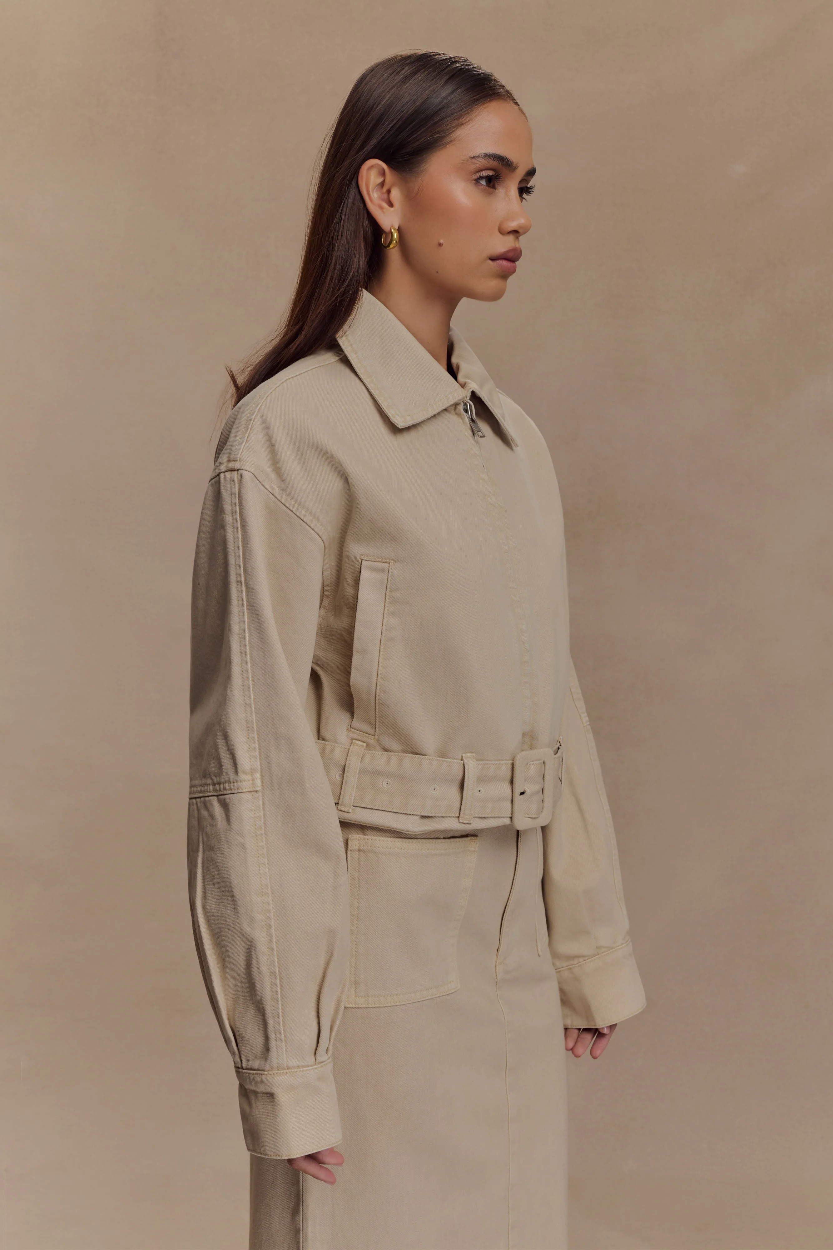 Fallon Cropped Denim Jacket - Stone Wash - Image 5
