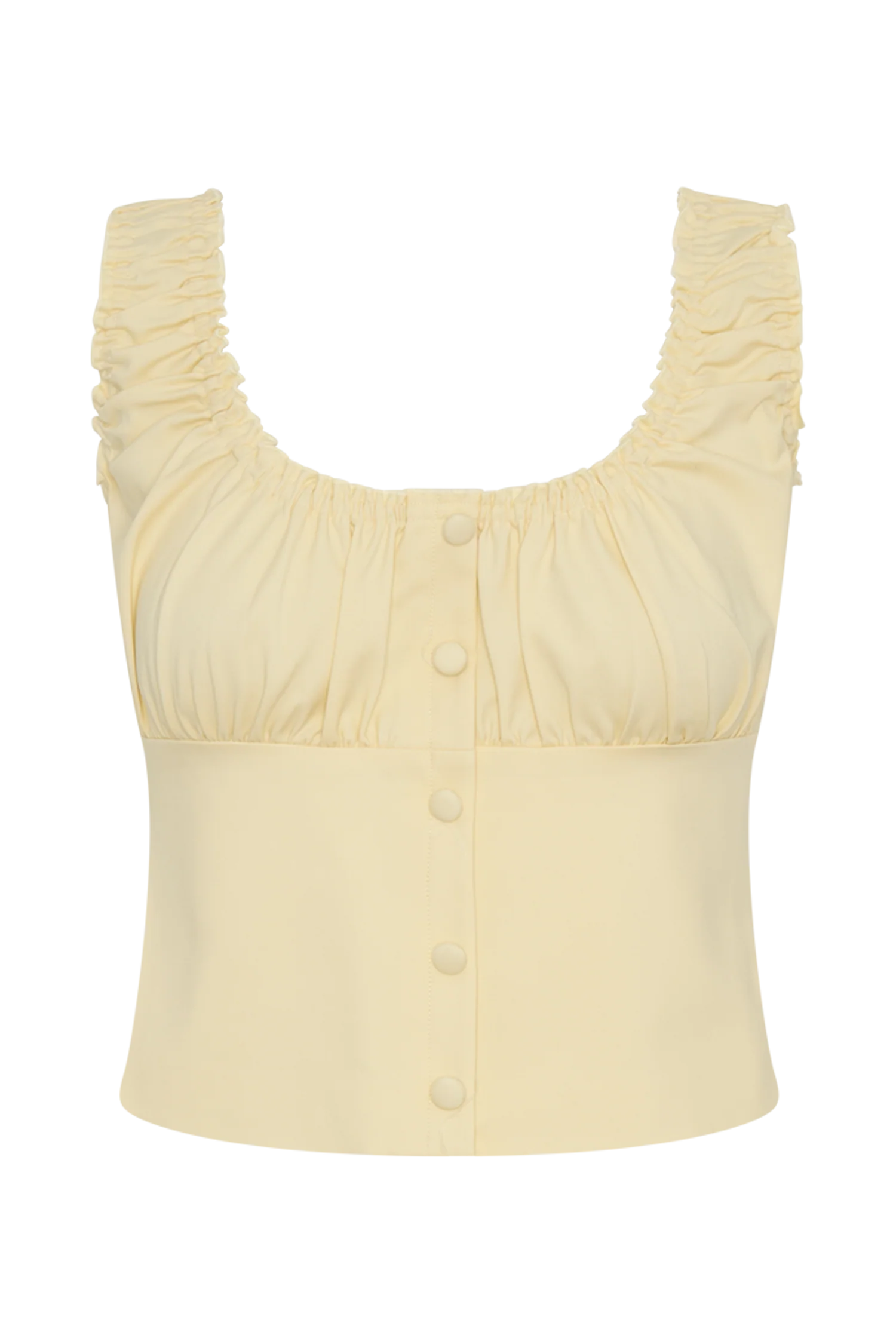 Ines Sleeveless Ruched Top - Lemon - Image 8