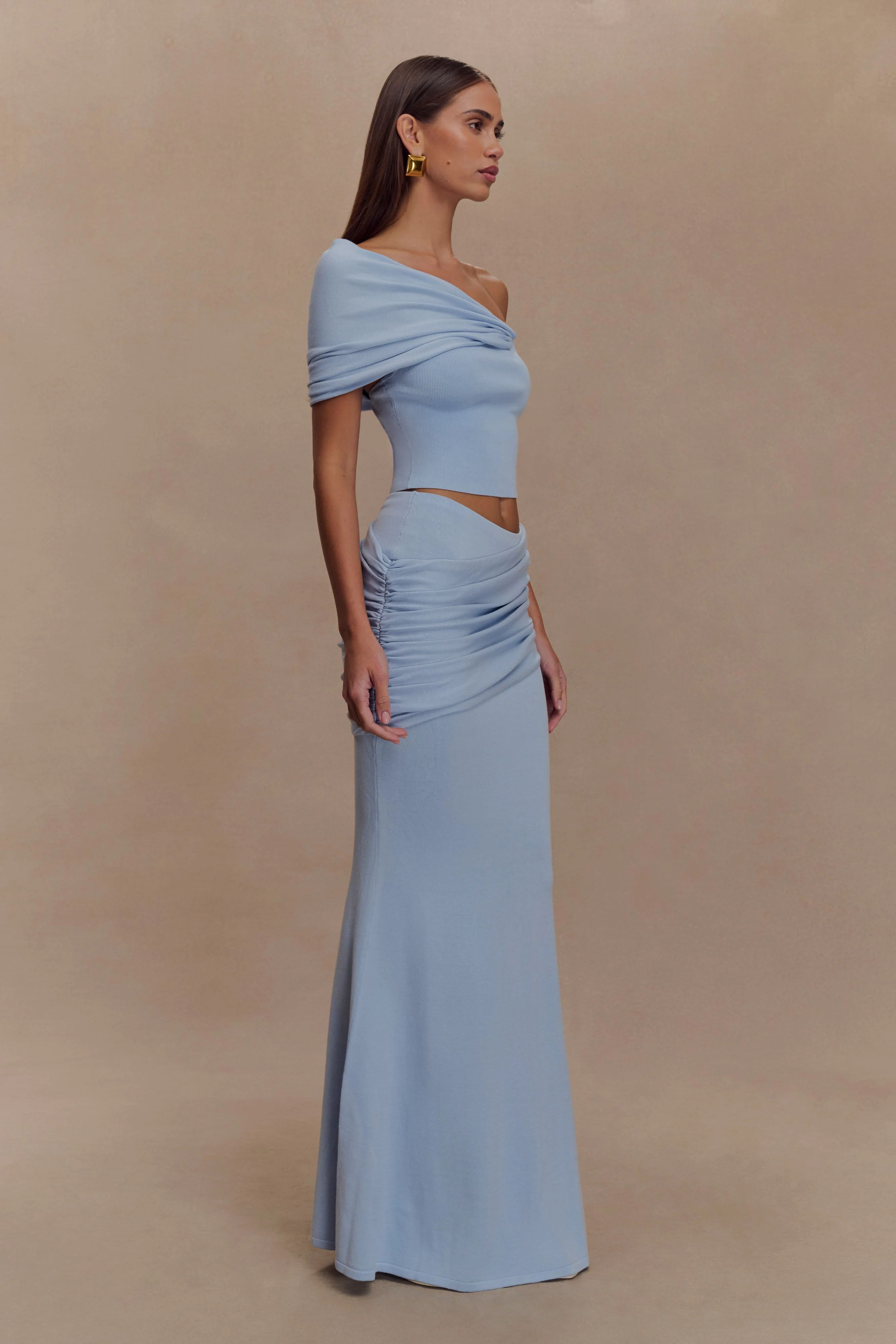 Irene Gathered Knit Top - Blue - Image 6