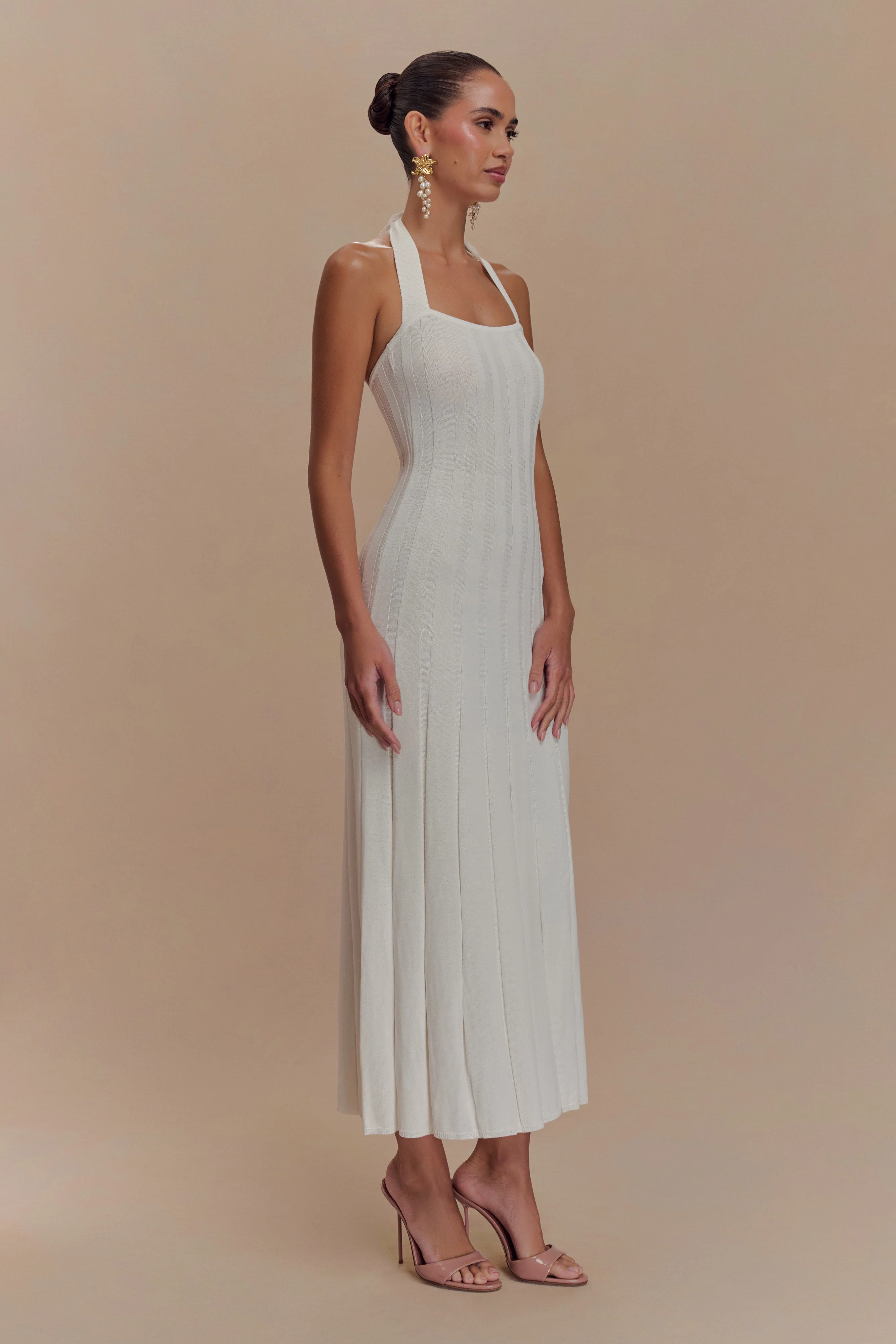 Jacqui Halter Knit Midi Dress - Ivory - Image 4