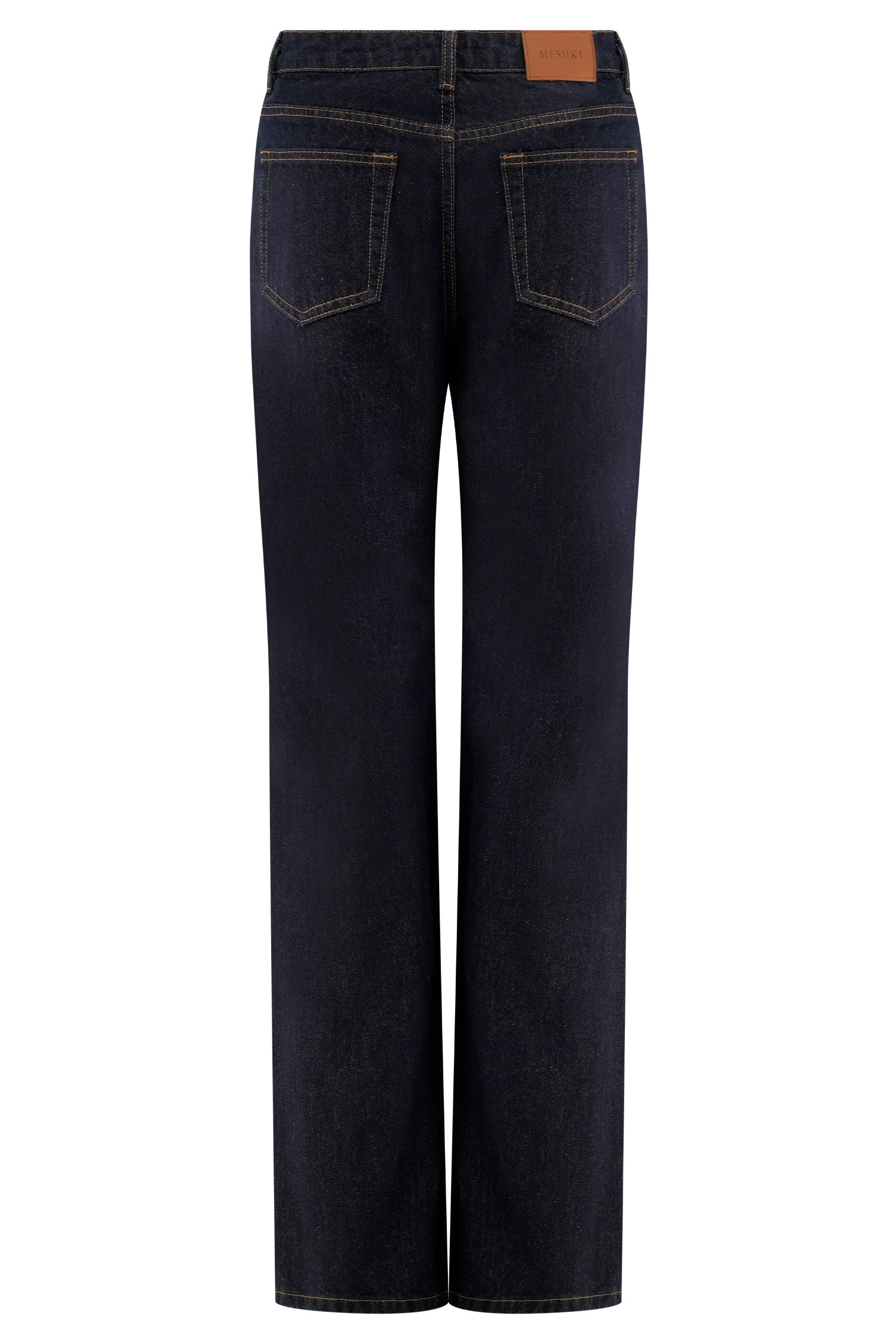 Janine High Waisted Straight Leg Jeans - Washed Indigo Blue - Image 8
