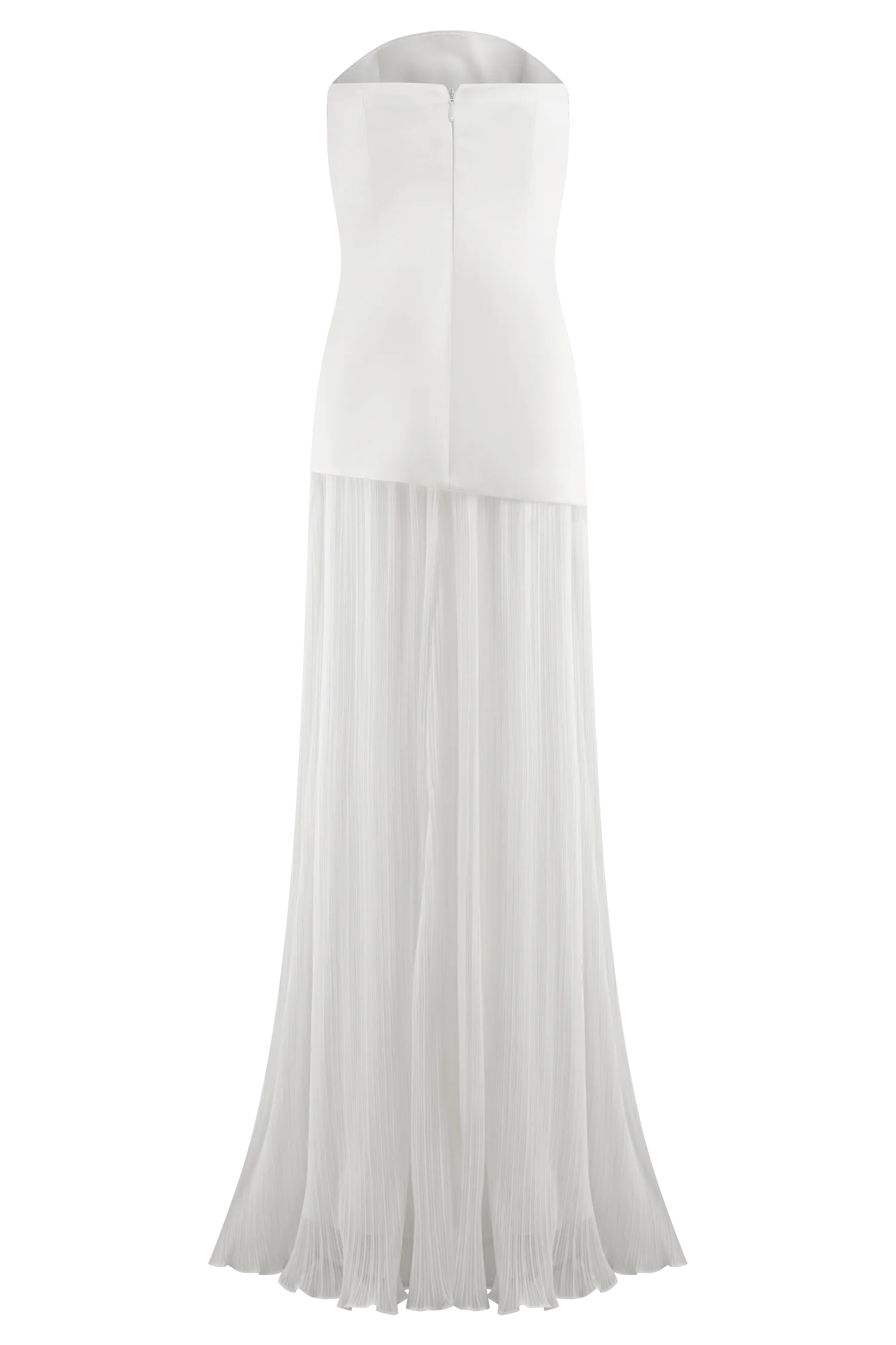Juno Strapless Pleated Maxi Gown - White - Image 11