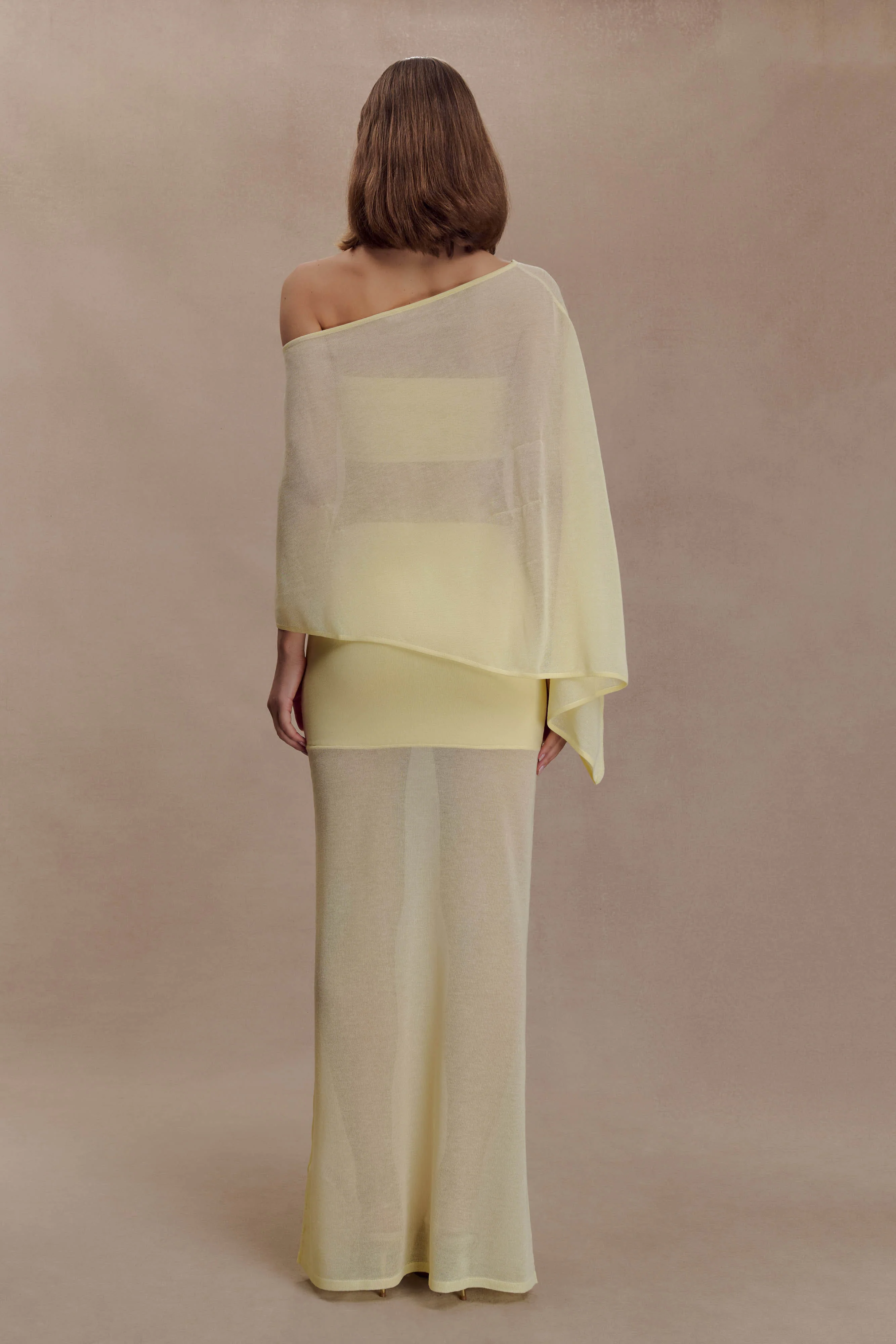 Lyra Sheer Knit Cape - Lemon - Image 4