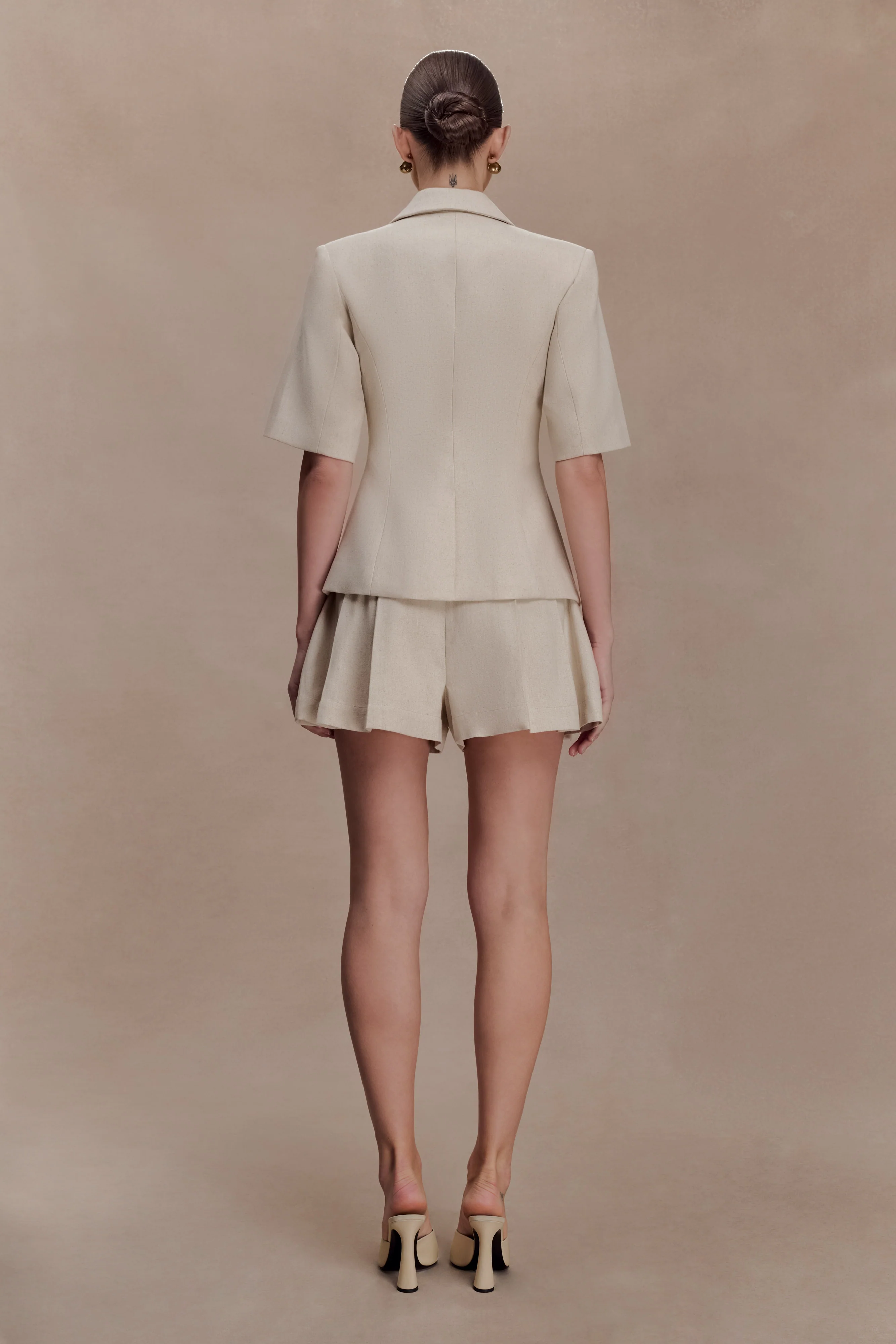 Martine Short Sleeve Linen Top - Natural - Image 5
