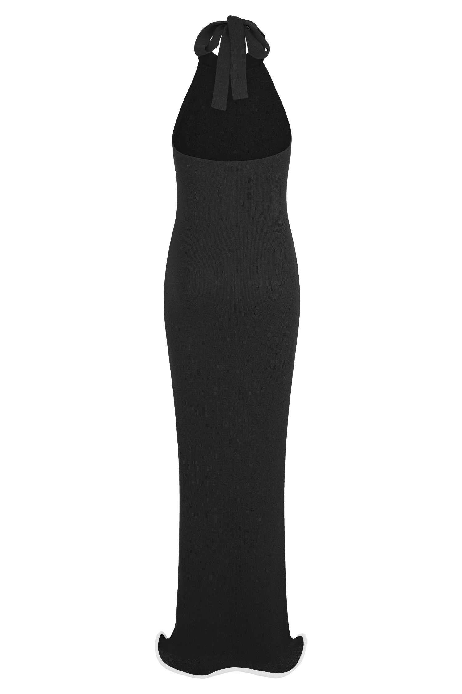 Melodie Halter Knit Maxi Dress - Black/White - Image 7