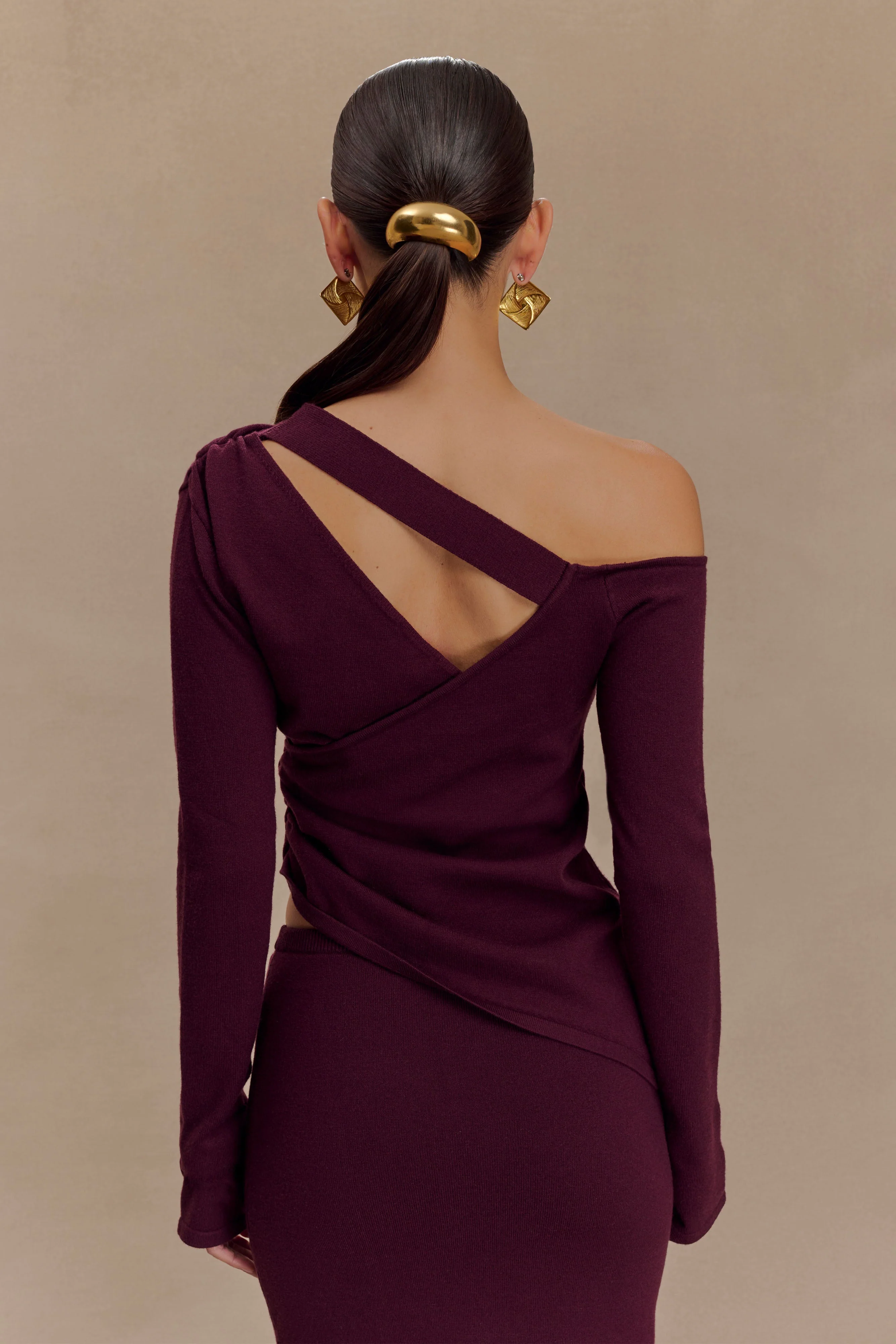 Miles Off Shoulder Knit Top - Plum - Image 2