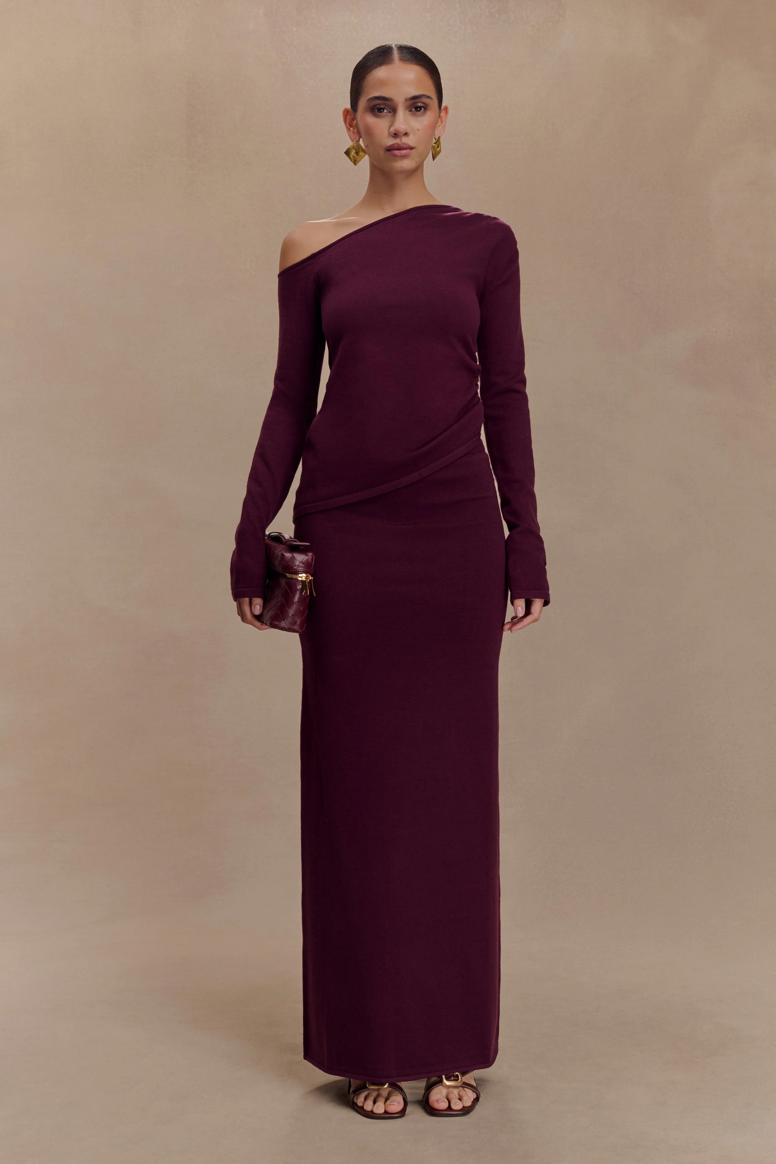 Miles Off Shoulder Knit Top - Plum - Image 5