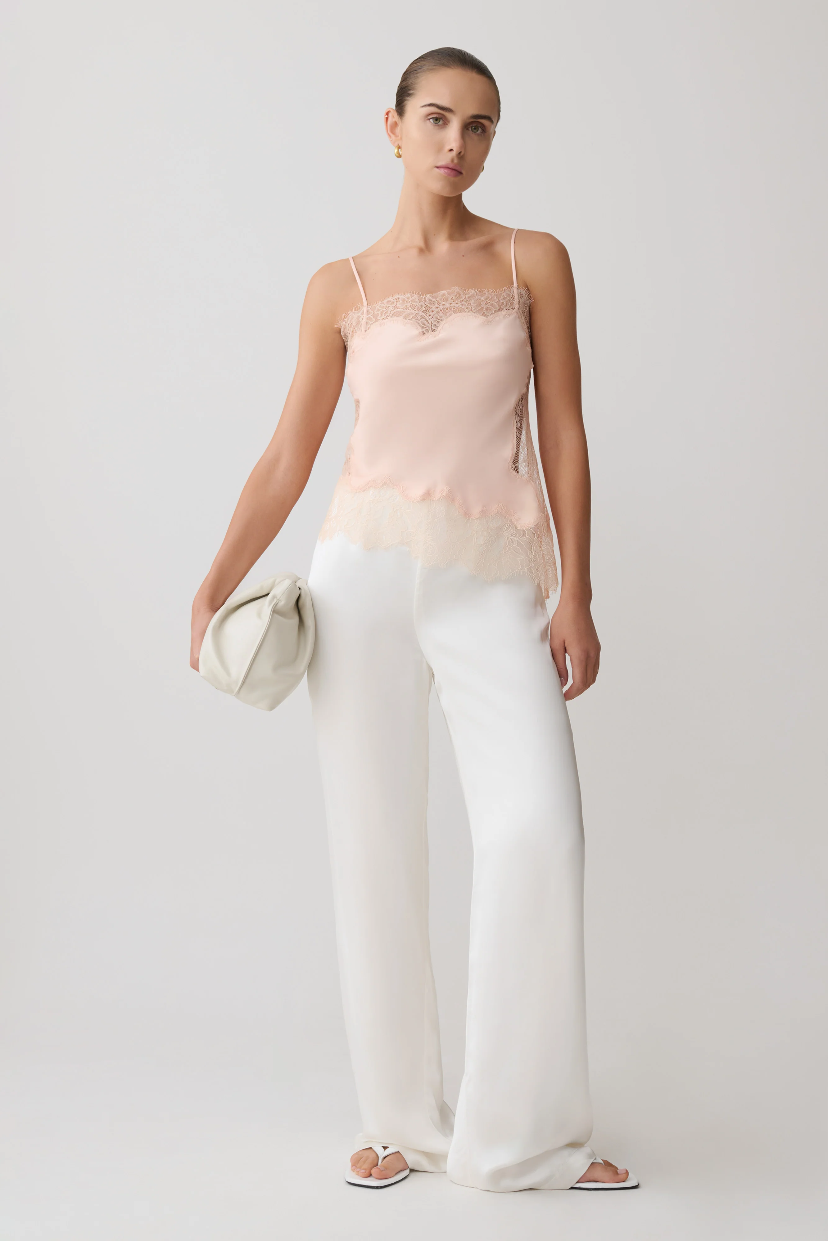 Miriam Satin & Lace Camisole - Peach - Image 5