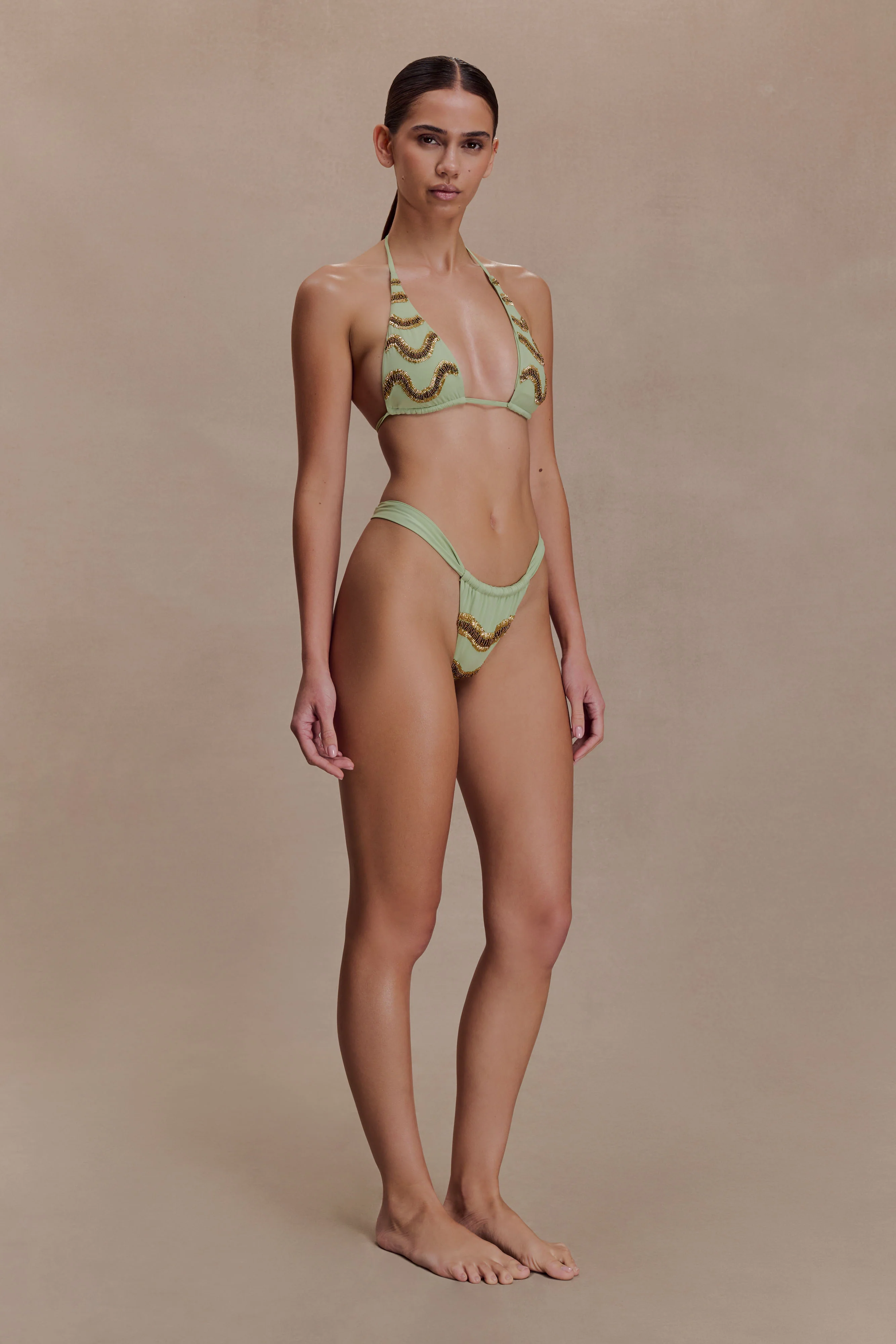 Robyn Beaded Bikini Bottom - Sage - Image 2