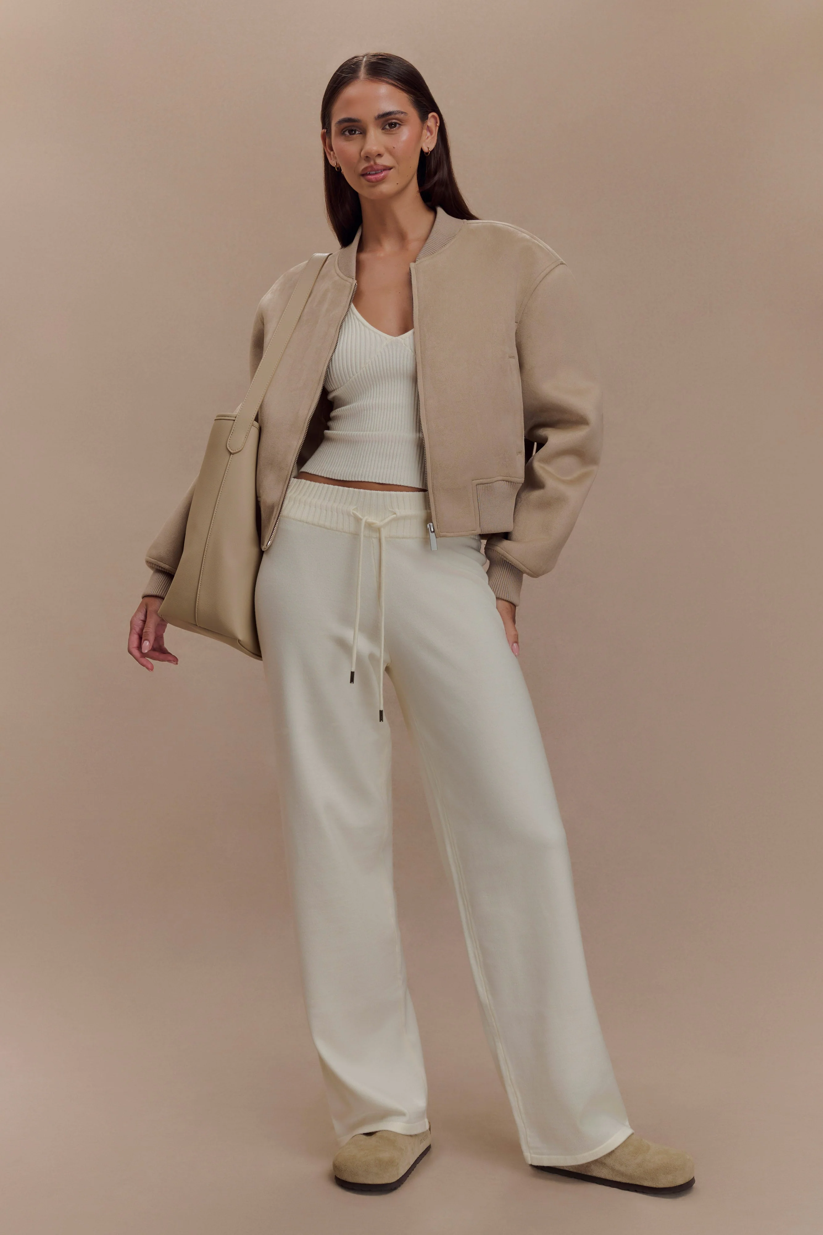 Rudy Suede Bomber Jacket - Sand - Image 7