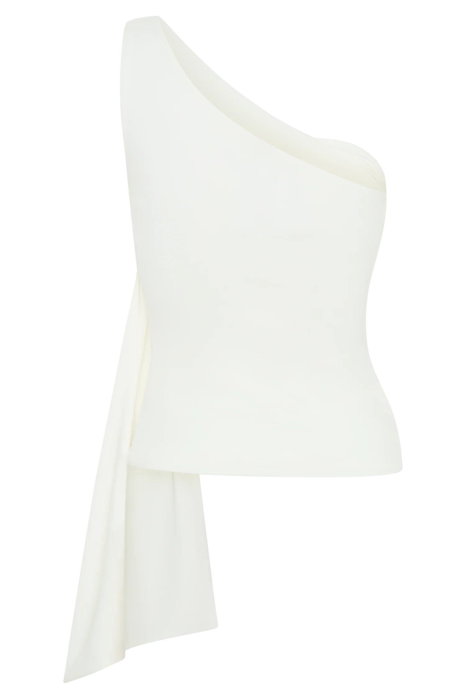 Sera One Shoulder Recycled Nylon Top With Drape - Ivory - Image 7
