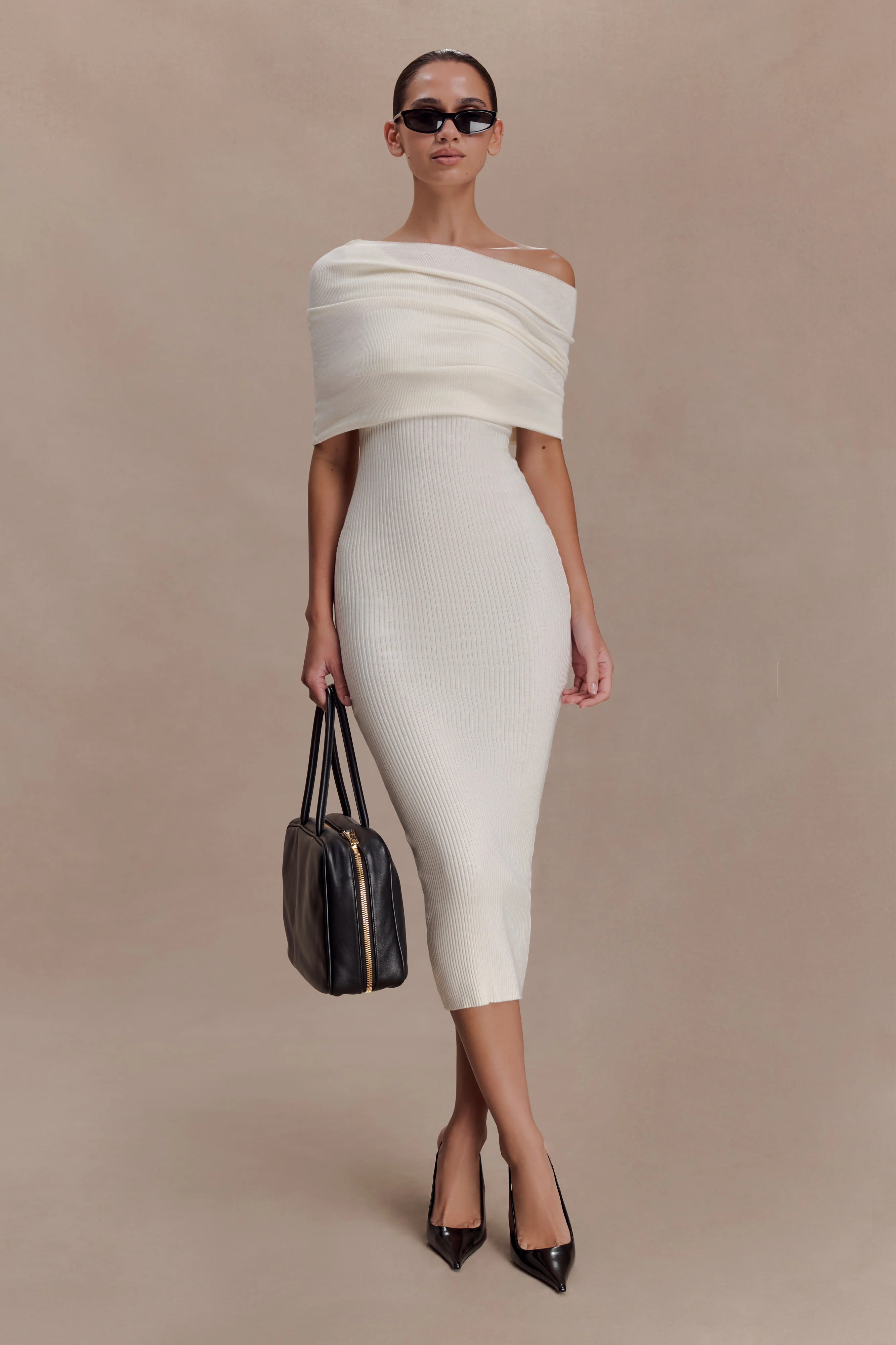 Zandie Cashmere Blend Knit Midi Dress - Ivory - Image 5